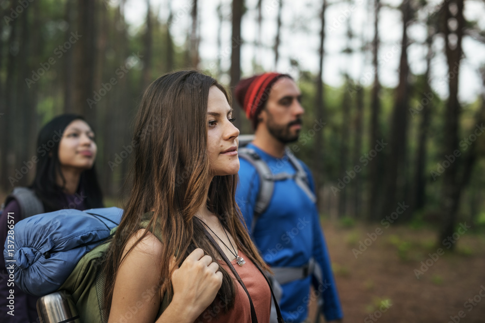 Friends Explore Nature Outdoors Concept