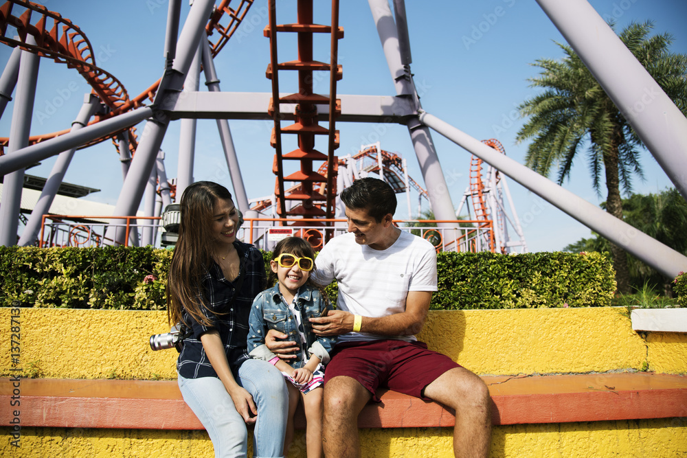 Family Holiday Vacation Amusement Park Togetherness