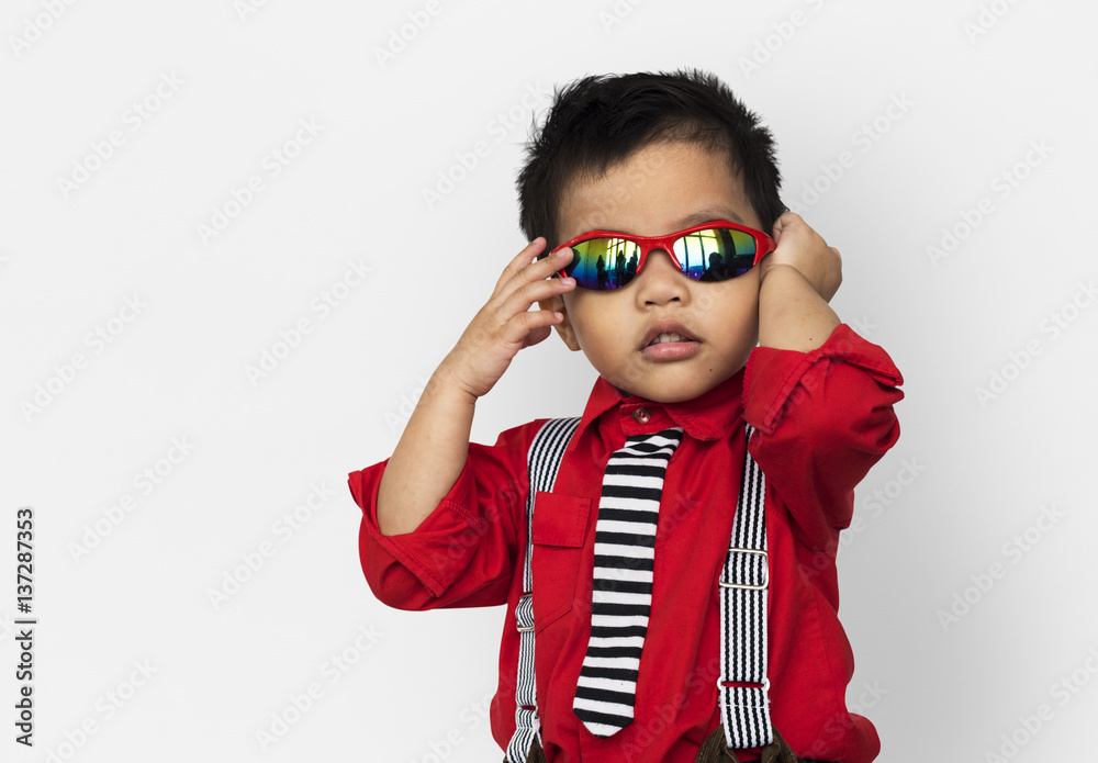 Boy Cheerful Studio Portrait Concept