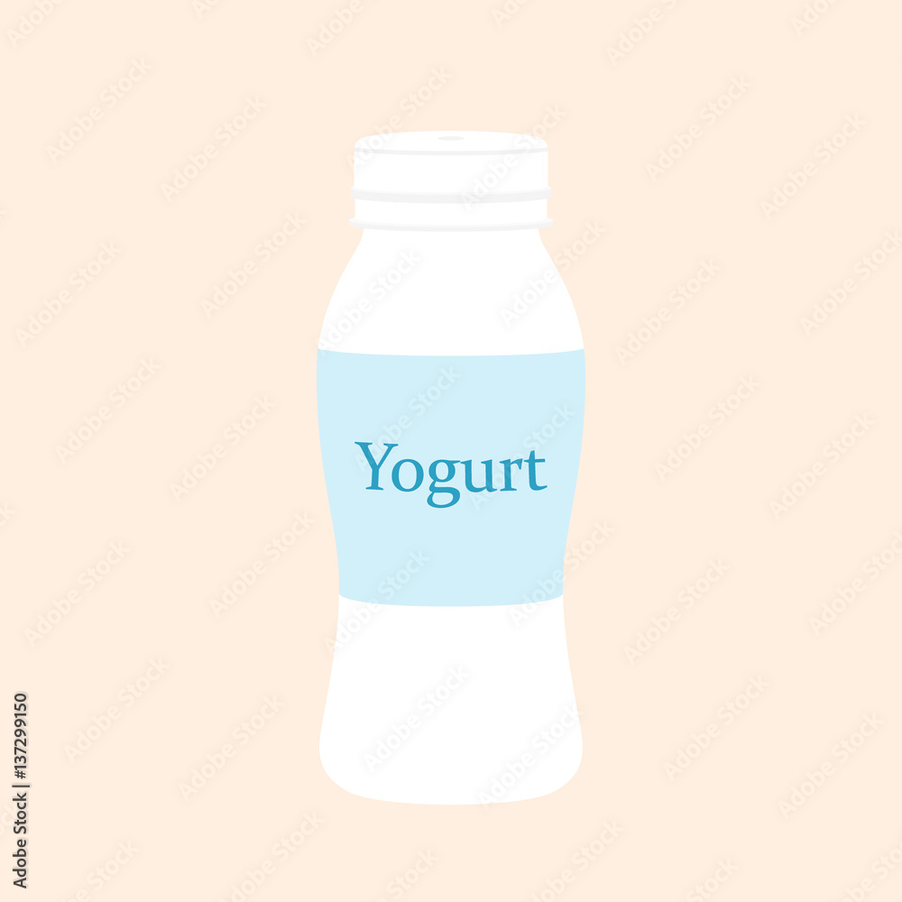 Yogurt in plastic cup. Milk cream product in flat style.