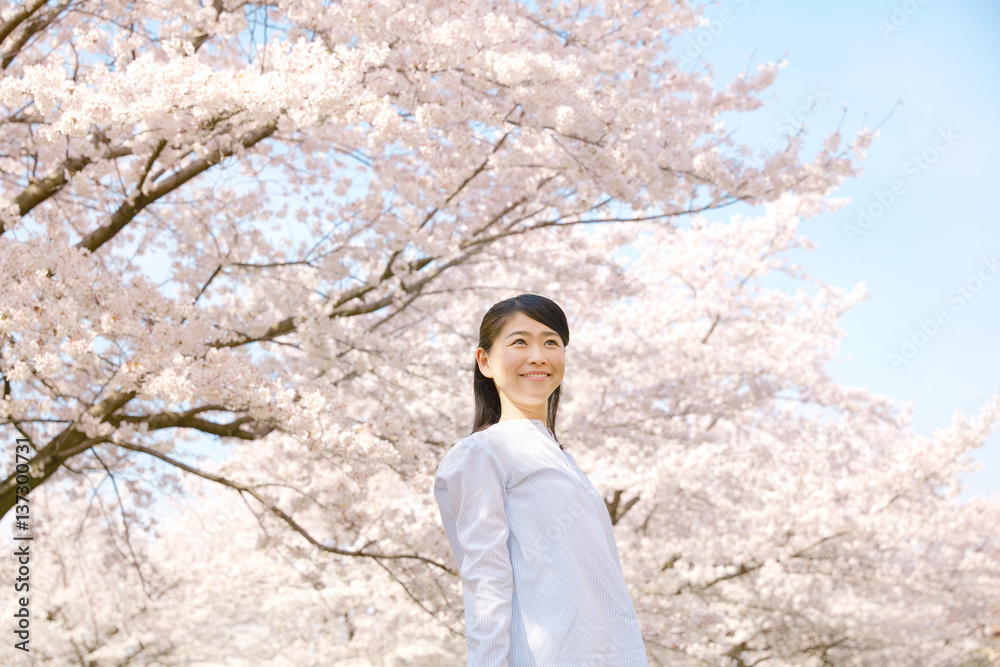 女性　桜