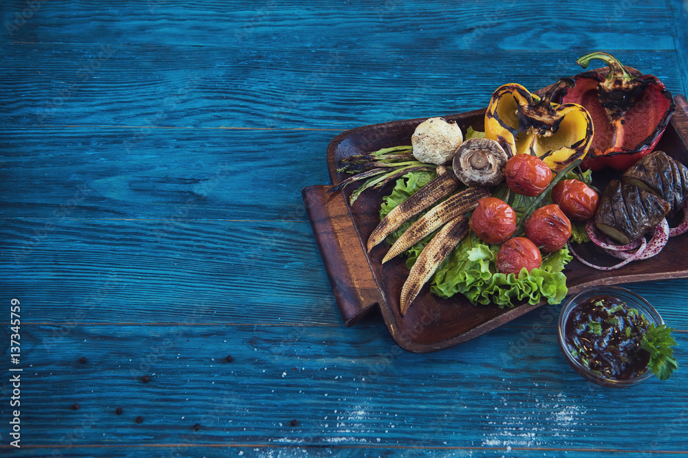 Grilled vegetable at plate