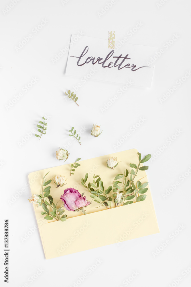 calligraphy floral pattern top view mock up