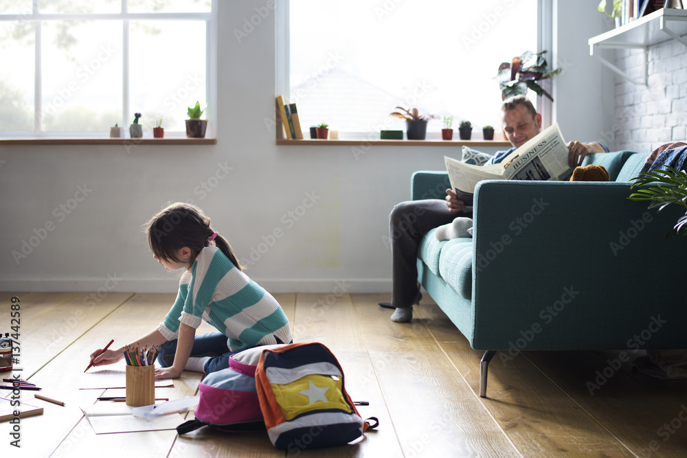 Little Kid Drawing Sketching Cute Adorable