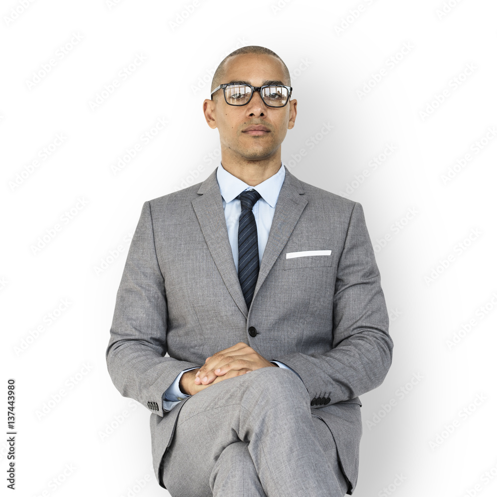 African Descent Business Man Sitting Concept