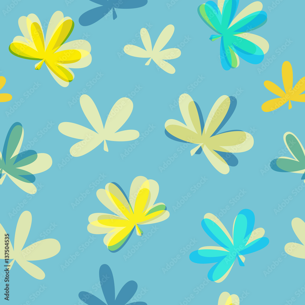 Abstract Natural Leaves Seamless Pattern Background Vector Illus