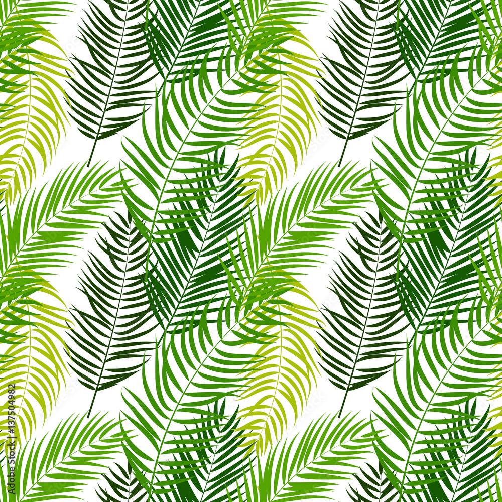 Beautifil Palm Tree Leaf Silhouette Seamless Pattern Background 