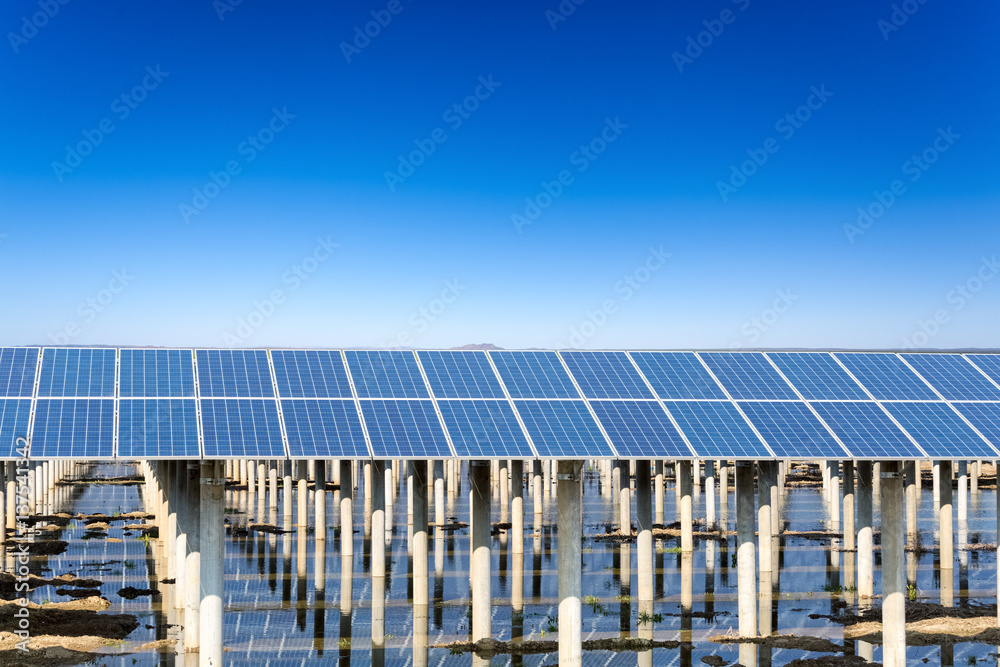 solar energy with blue sky