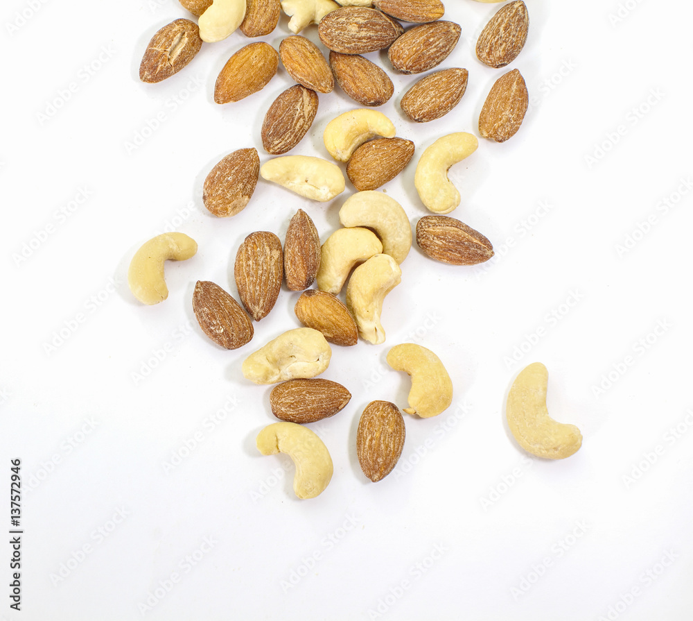 Close - up Healthy mixed nuts , Almond , Cashews nut