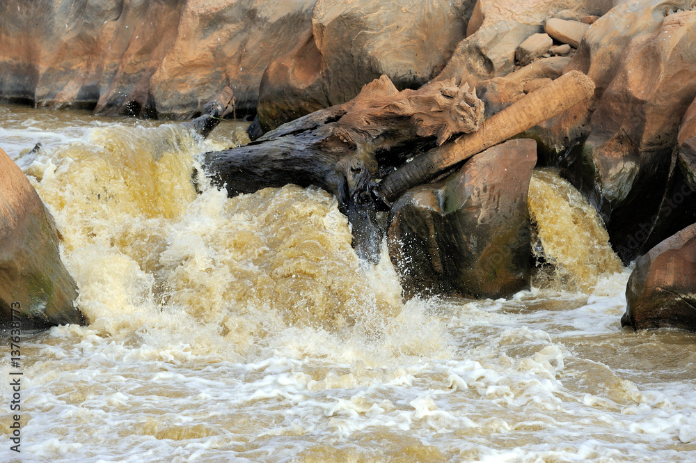 Lugard Falls in Tsavo Natioal park of Kenya