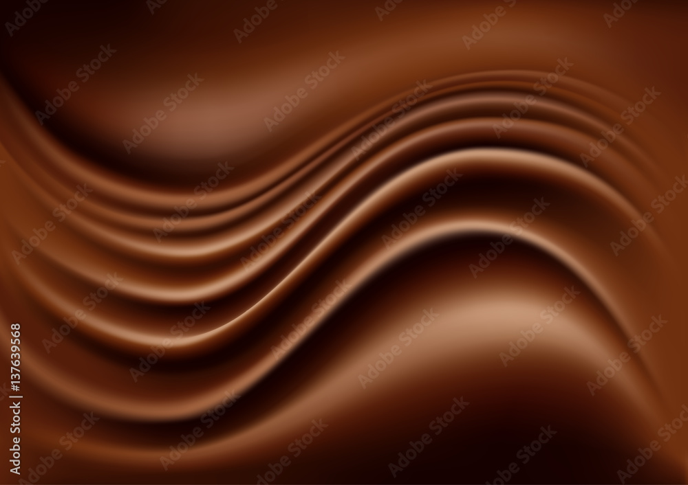 Chocolate Abstract Background, Brown Drapery Silk Fabric, Vector Illustration