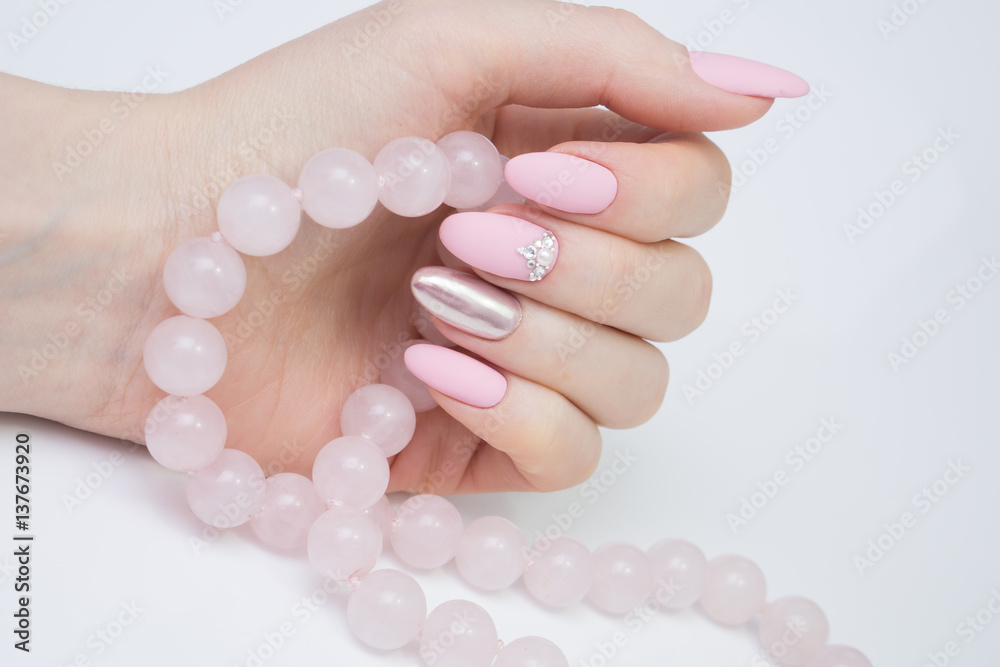 Beautiful womans hands. Natural nails and manicure. Spa procedure.