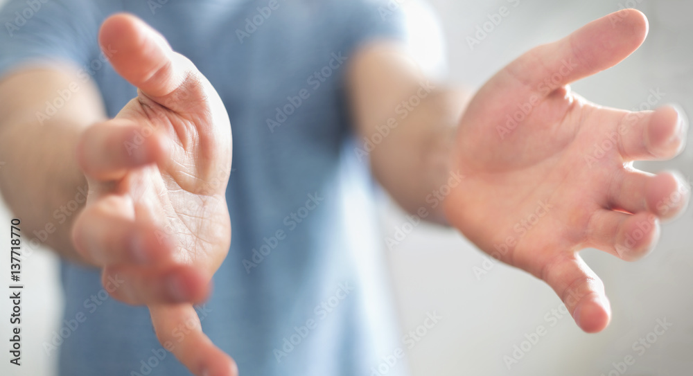 Businessman showing his empty hand