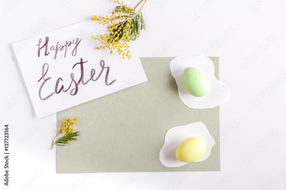 Easter concept on white background top view mockup