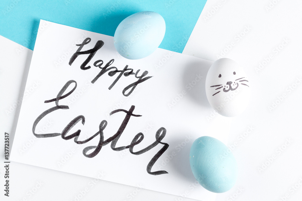 Easter concept on white background top view mockup