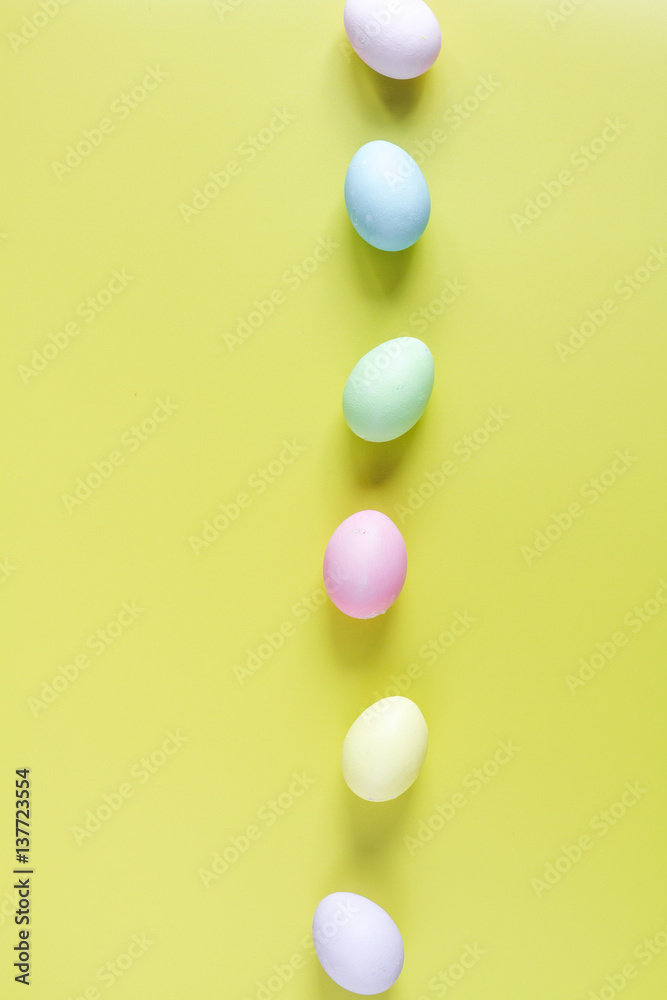 Easter concept on yellow background top view mockup