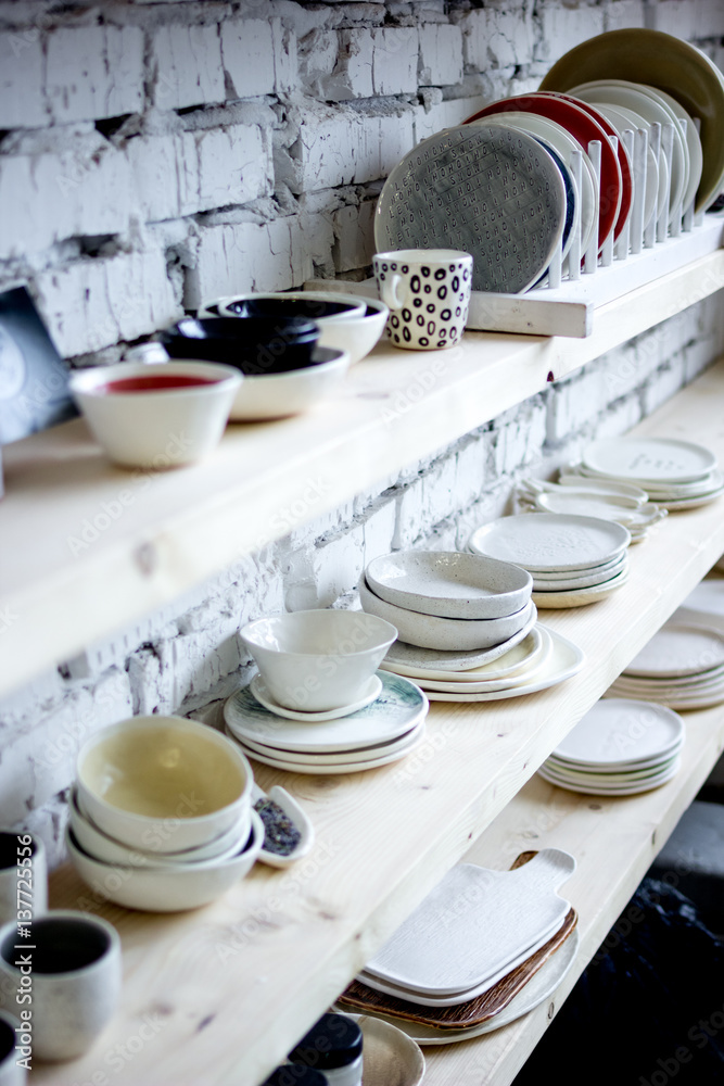 workshop production of ceramic tableware finished products