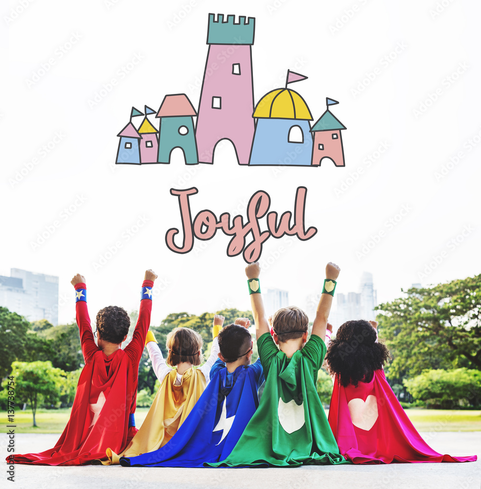 Children Enjoy Castle Joyful Concept