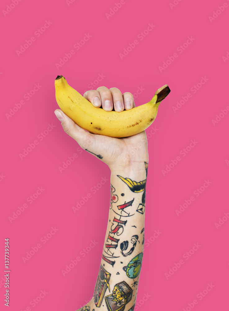 Tattoo Banana Fruit Ripe Tropical Vitamin Organic Concept