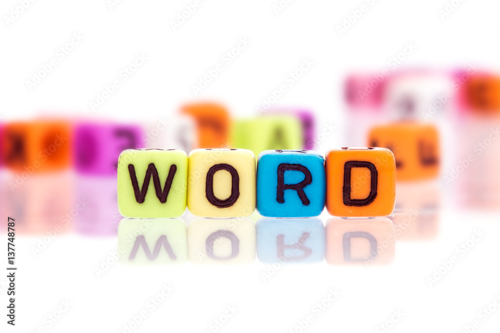 colorful alphabet  word cube of  WORD