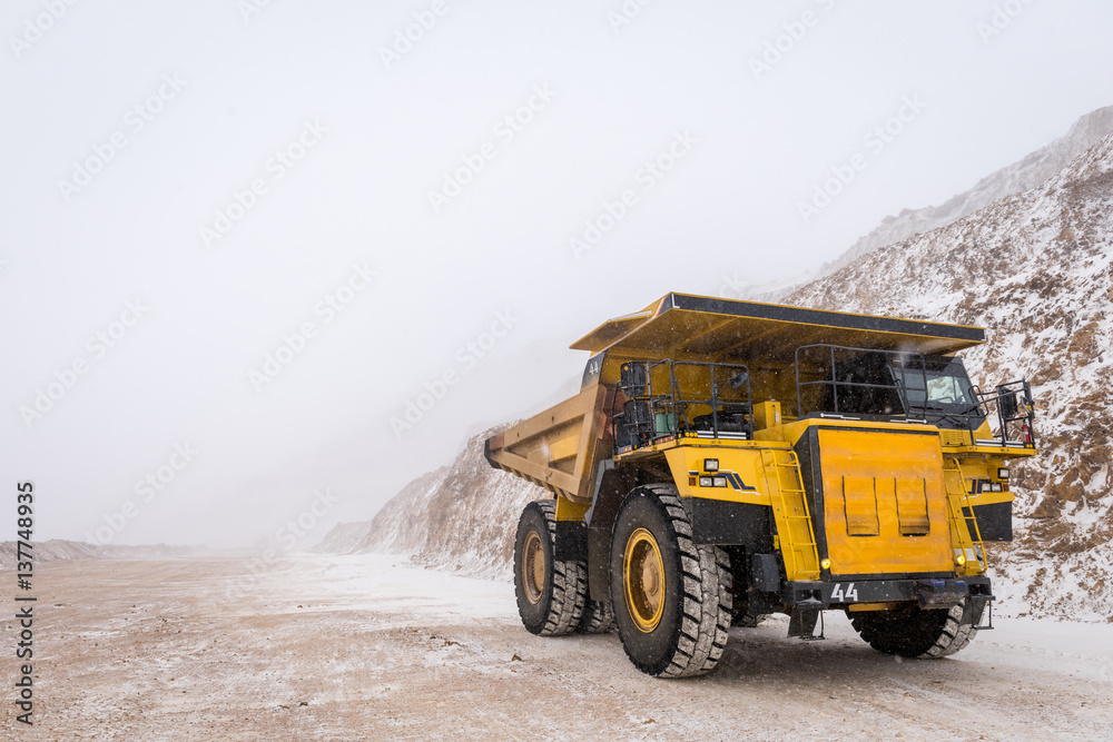 Big yellow mining truck