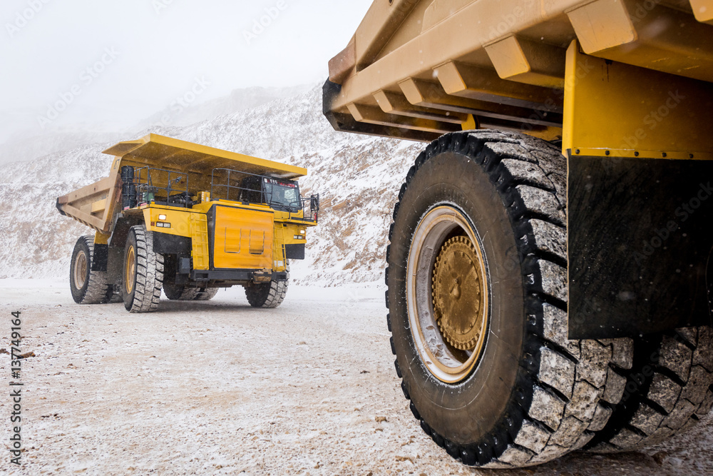 Big yellow mining truck