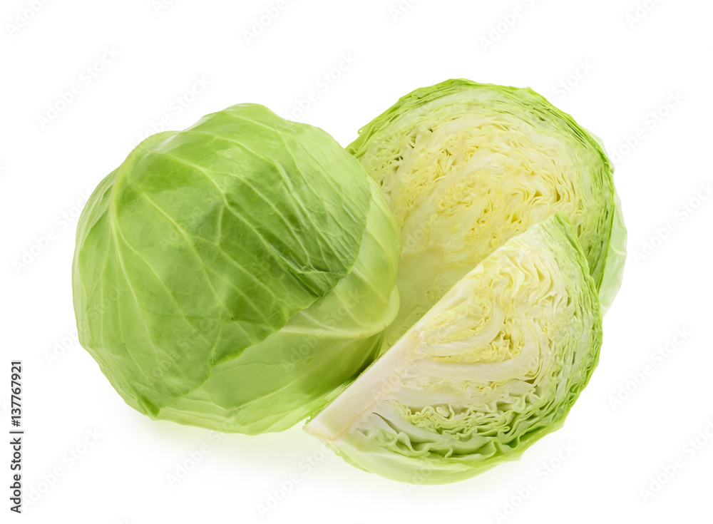 Green cabbage isolated on white background