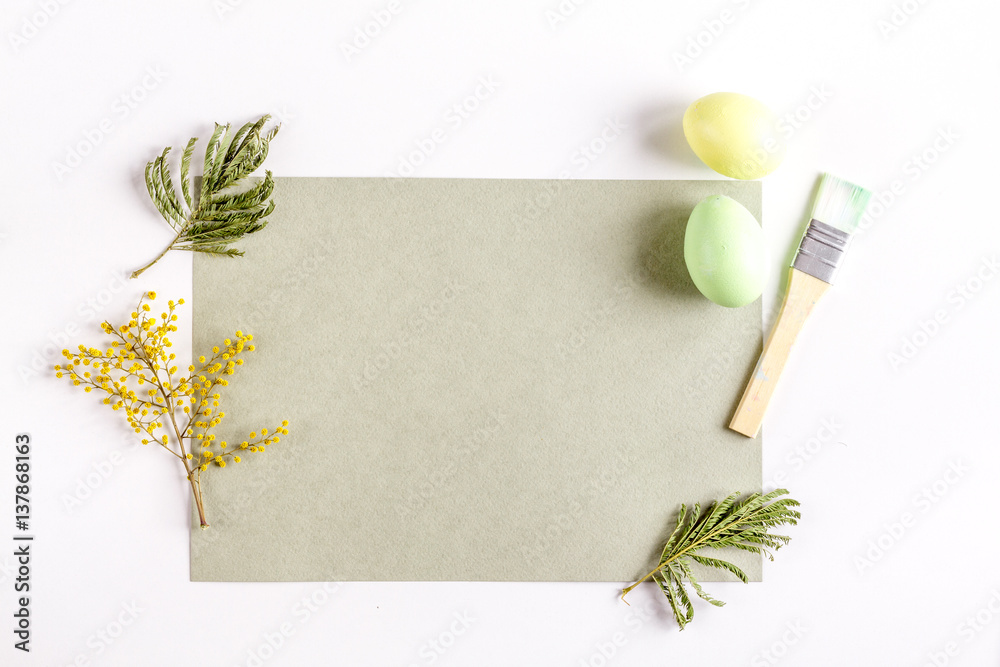 Easter concept on white background top view mockup