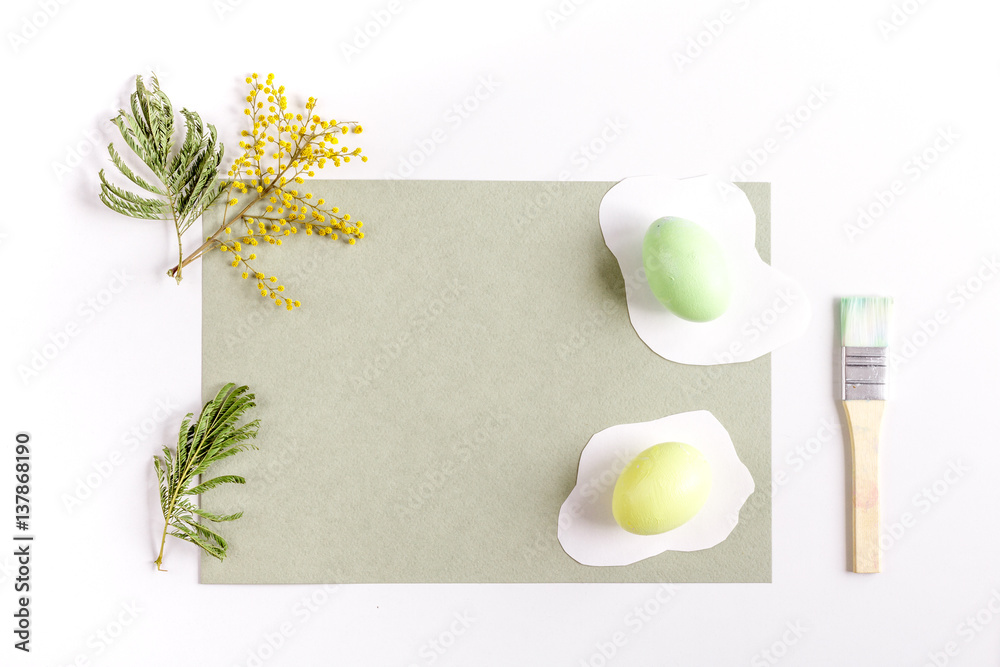 Easter concept on white background top view mockup