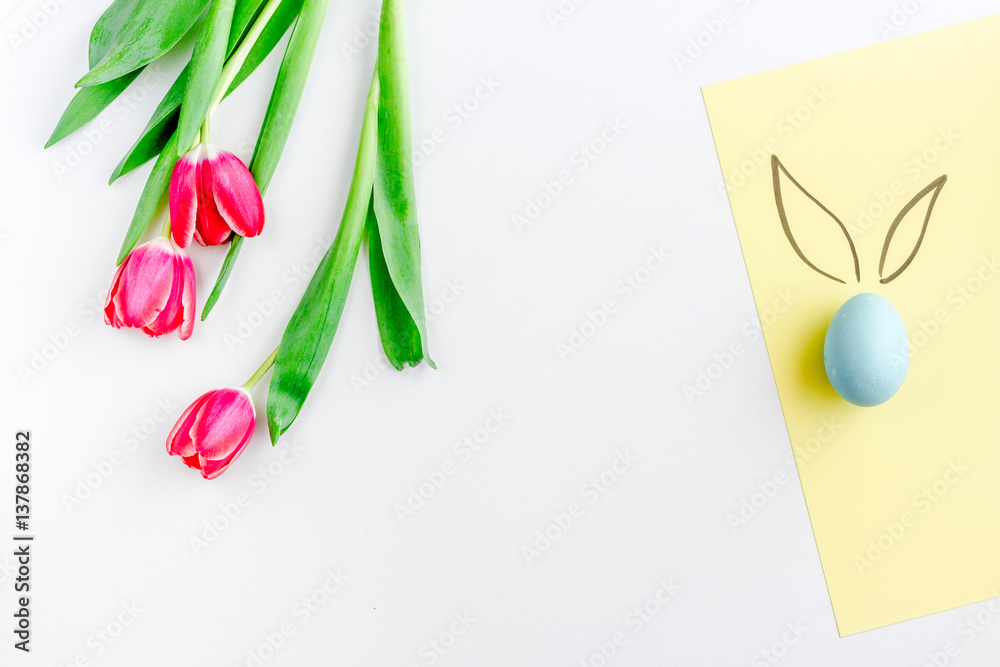 Easter concept on white background top view mockup