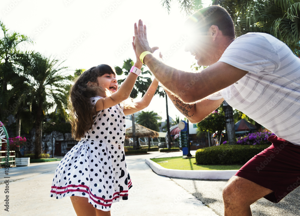 Family Father Daughter Togetherness High FIve