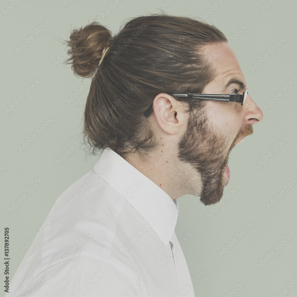 Man Shouting Studio Portrait Concept