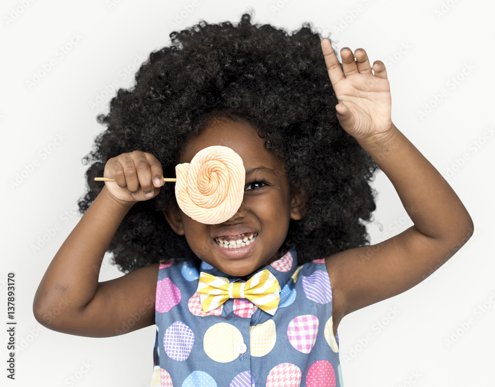 African Descent Child Lollipop Candy