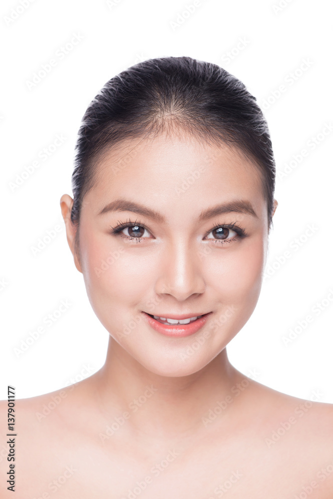 Beautiful Spa model Girl with Perfect Fresh Clean Skin. Beauty Asian woman face Portrait.