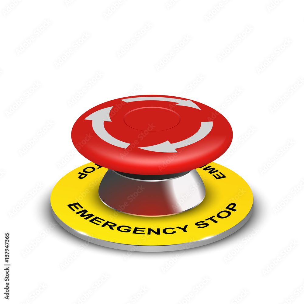 Vector realistic 3d emergency button , isolated on white