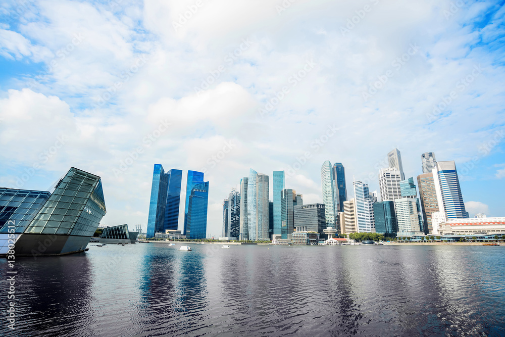 cityscape and skyline of modern city from water