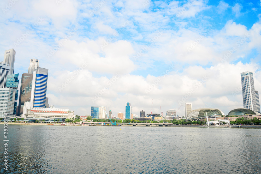 cityscape and skyline of modern city from water