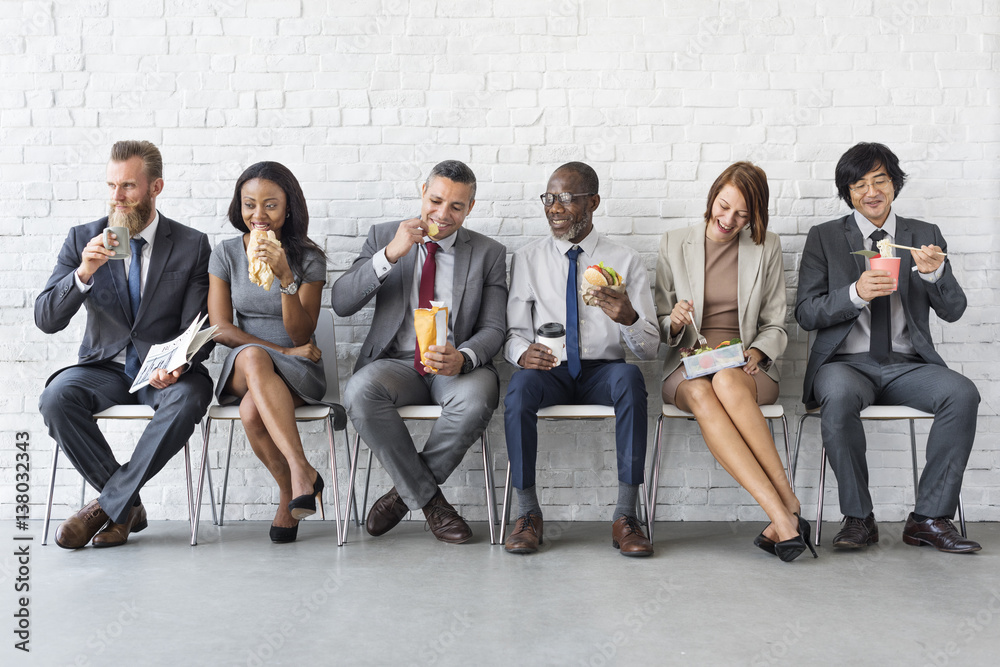 Business Team Working Break Eating Lunch Concept