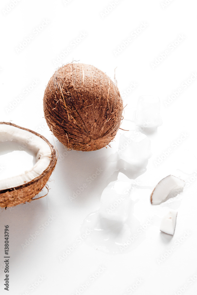 cocktail with coconut on white background