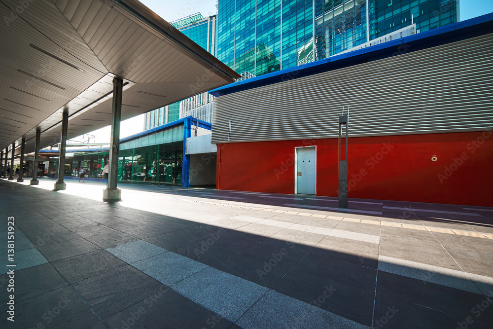 Street scene with modern building in downtown Kuala Lumpur, Malaysia .