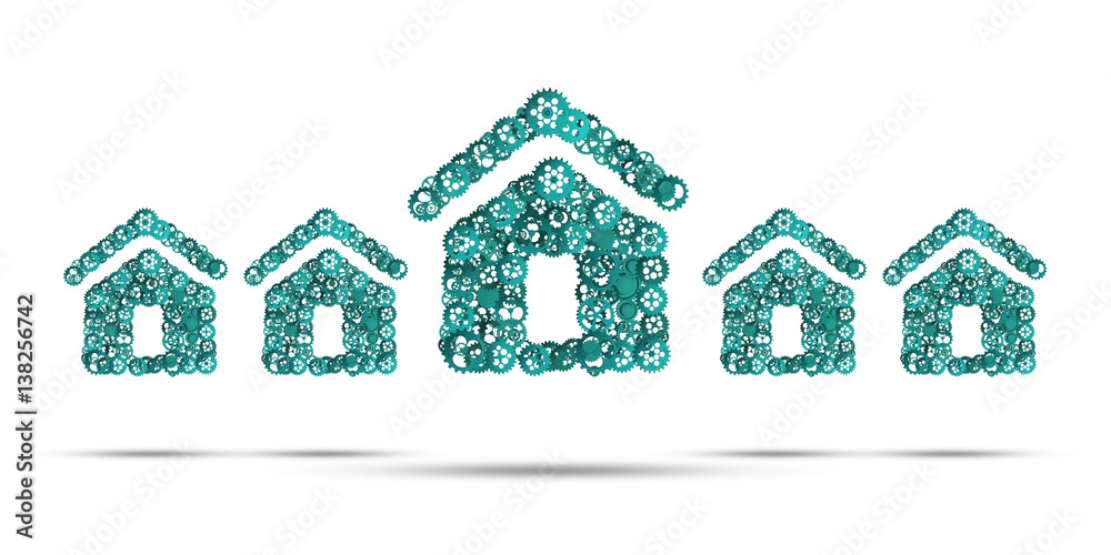 Real estate or construction idea presented by home icon on white background