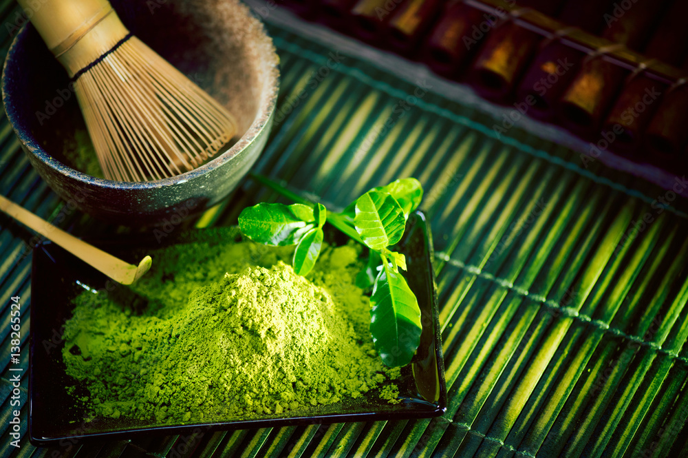 Matcha powder. Organic green matcha tea ceremony