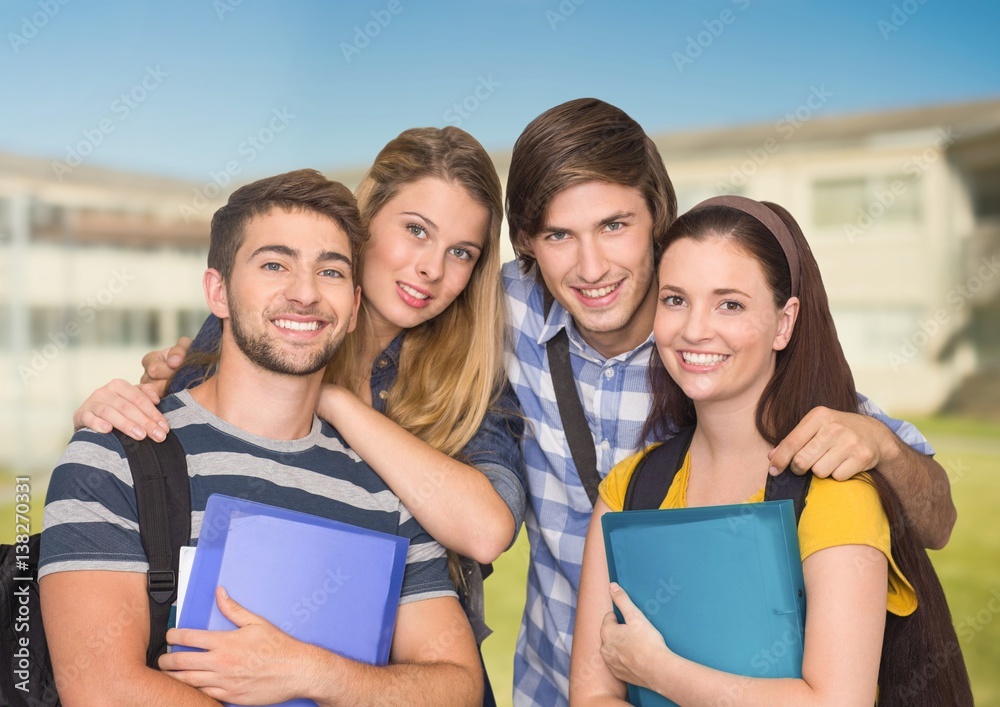 Portrait of Happy Students against a Bright background