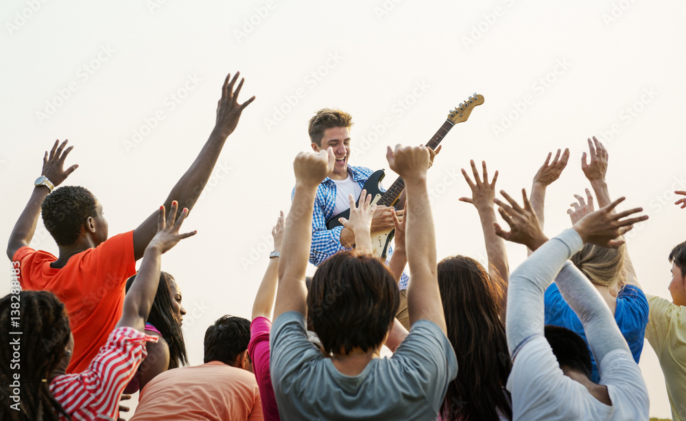 Concert Guitar Joyful Happy Gathering Group Concept