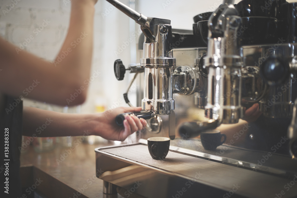 Coffee Machine Portafilter Steam Barista Shop Concept