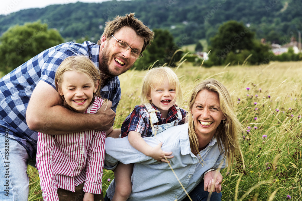 Family Generations Parenting Togetherness Field Nature Concept