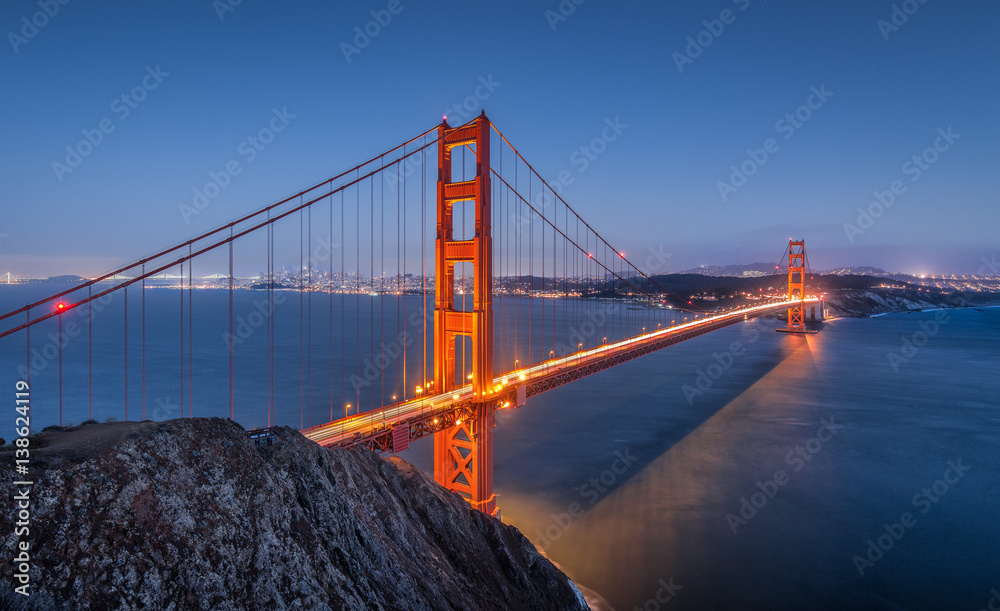 Golden Gate Bridge in twilight, San Francisco, California, USA