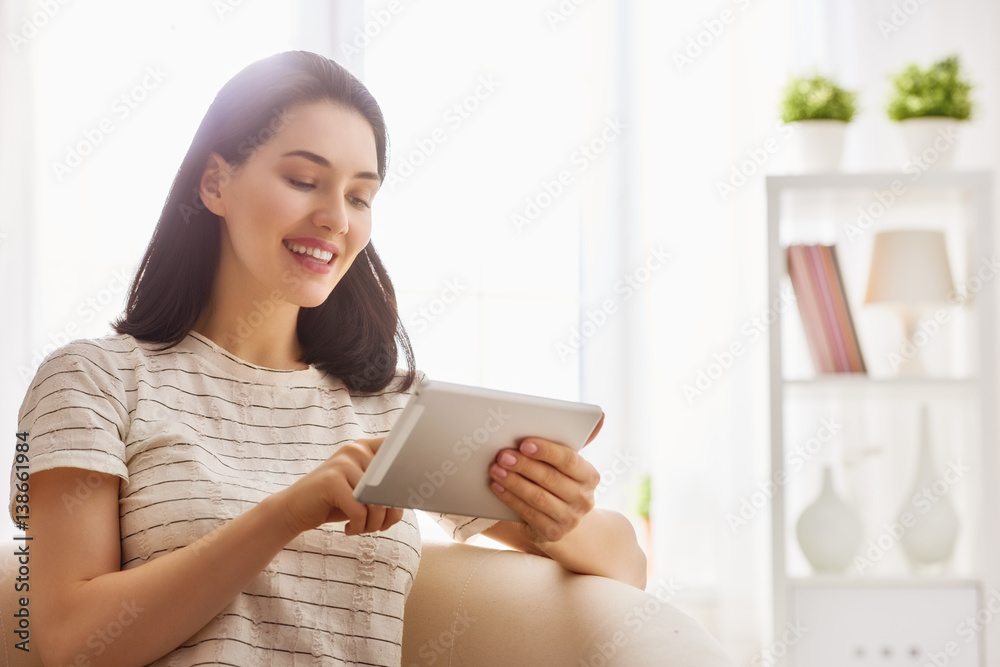 woman with tablet