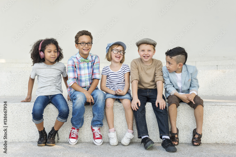 Casual Children Cheerful Cute Friends Kids Concept