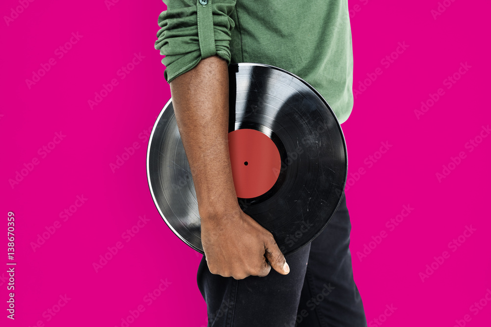 African Man Holding Record Concept